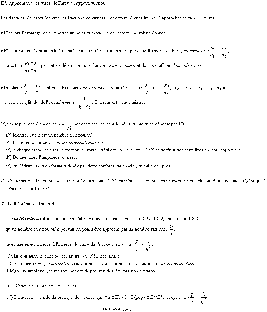 Approximations diophantiennes et th�or�me de Dirichlet